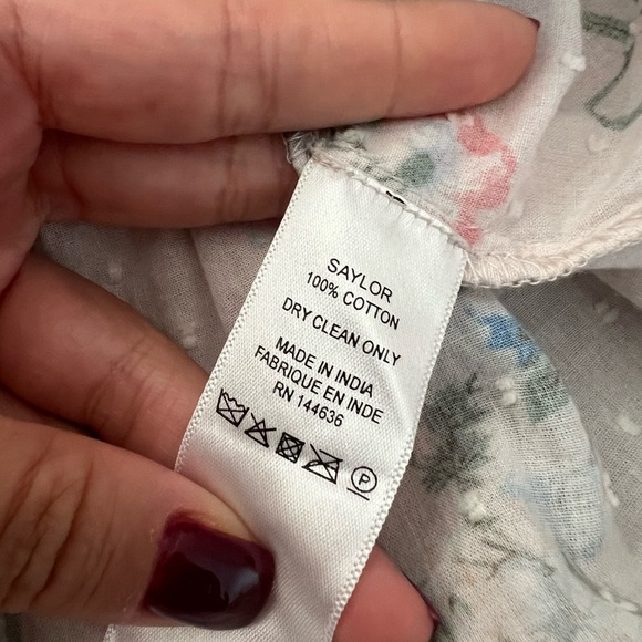 SAYLOR Puff Sleeve Blouse Top Size Small Boho Crop Blue Pink Cream Floral Sz M - Picture 7 of 7